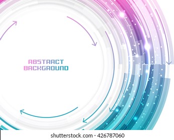 Abstract luminous ring with glitter and arrows. Editable vector background.