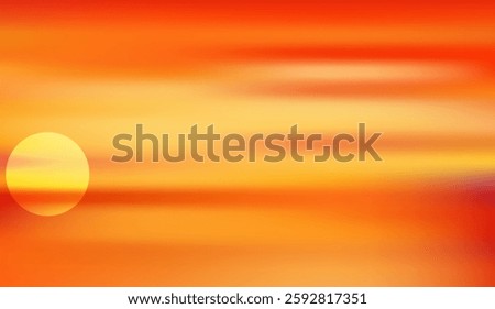 Abstract luminous sunset with a soft gradient background radiating warmth and tranquility, featuring a gentle orb symbolizing the sun setting below the horizon
