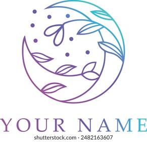 abstract luna and leaf logo, suitable for business, beauty and skincare logo