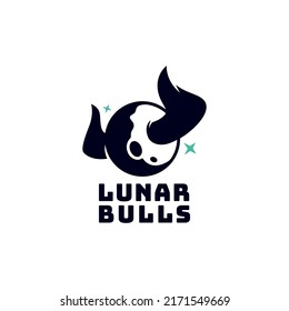 Abstract Lunar Bull Horn Logo Template
