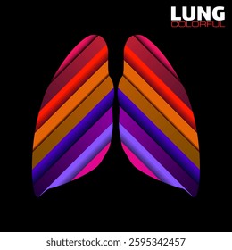 Abstract lung with colorful lines. Vector illustrator