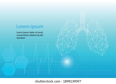 Resumen Icono de pulmón líneas y triángulos Vector, fondo médico azul