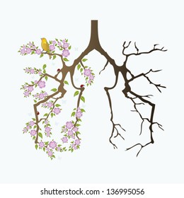Abstract lungs before and after smoking