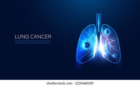 Abstract lungs polygonal, digital lines and pathogens concept, lung disease, TB, lung cancer, lung disease treatment Image for illustration, article, background, presentation media