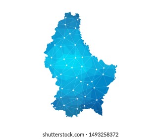 Abstract Luxembourg Map geometric rumpled triangular low poly style gradient graphic on white background , line dots polygonal design for your . Vector illustration eps 10