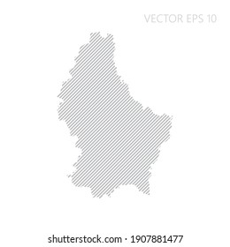 Abstract Luxembourg map with gray diagonal lines. Luxembourg stripes map. Vector illustration EPS10.