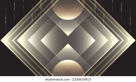 Abstract luxurious background with gold gradient and geometric shapes on dark background. Design banner, wallpaper, cover, poster, post, social media, business card. Vector illustration 