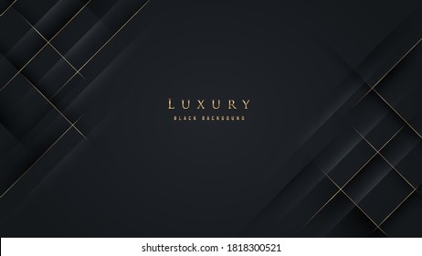 Abstract luxurious black background with golden line. Elegant modern design with copy space. You can use for cover brochure template, poster, banner web, print ad, etc. Vector illustration