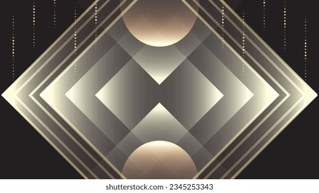 Abstract luxurious gold geometric background with triangles and geometric elements on black background. Design banner, business card, presentation, post, poster, flyer. Vector Illustration. 