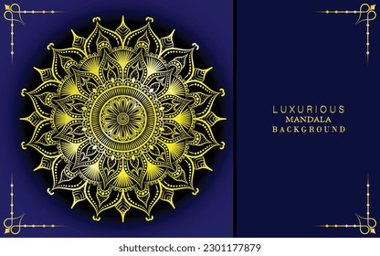 Abstract luxurious mandala art on a blue royal background, decoration element for invitation card design, wedding frame, royal invitation, luxury mandala art element vector art illustration