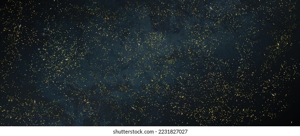 Abstract luxury art background with hand drawn starry sky in the form of golden drops. Vector banner for wallpaper design, decor, packaging, textile, interior design, fabric.