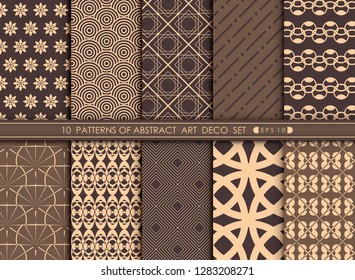 Abstract of luxury art deco pattern set background, vector eps10