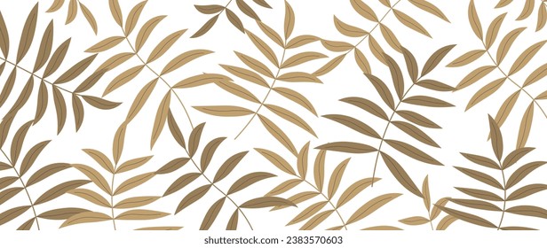 Abstract luxury artistic background with tropical palm leaves with watercolor brush strokes and geometric shapes. Botanical banner with exotic plants for design wallpaper, decor, print, textile