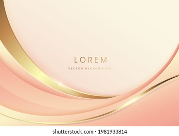 Abstract luxury background 3d overlapping with gold lines curve with copy space. Luxury style. Vector illustration