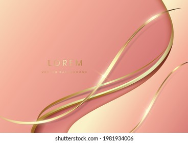 Abstract luxury background 3d overlapping with gold lines curve. Luxury style. Vector illustration