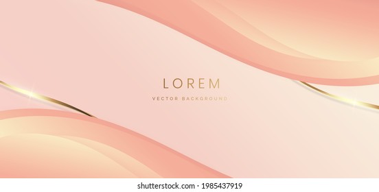 Resumen de fondo de lujo 3d superposición con curva de líneas doradas con espacio de copia. Estilo de lujo. Ilustración del vector