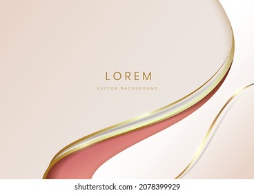 Abstract luxury background 3d overlapping with gold lines curve. Luxury style. Vector illustration
