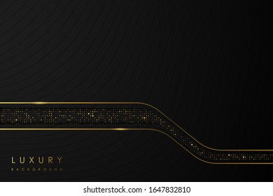 Abstract Luxury background. black shape and gold glitter on black background. Vector illustration