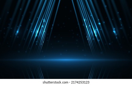 Abstract luxury background with blue light rays. Abstract awards scene concept design. Vector illustration