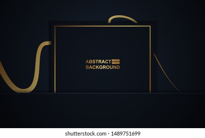 Abstract luxury background with dark blue overlap layers a combination with golden line decoration texture. Elegant and premium concept vector design for use element card, cover, banner, invitation