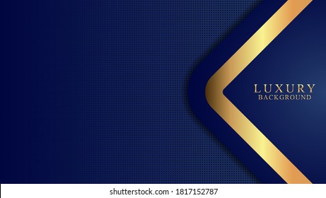 Resumen de fondo de lujo con elementos azul oscuro y dorados. Elegante para fondo, folleto y plantilla. Ilustración vectorial de fondo.