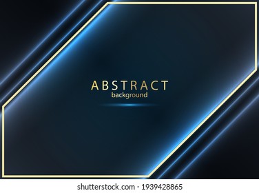 Abstract luxury background. Dark blue background with gold lines.