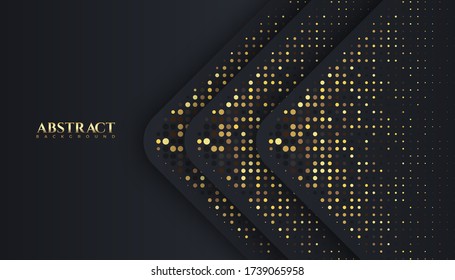 Resumen de fondo de lujo diseño gris oscuro y color dorado. Ilustración del vector
