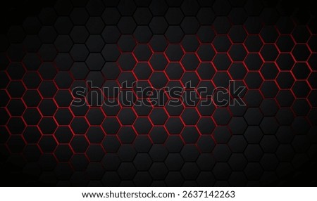 Abstract luxury background with dark mosaic honeycombs and shiny elements. Luxury dark background with hexagon elements. Elegant background with black honeycomb texture. Vector