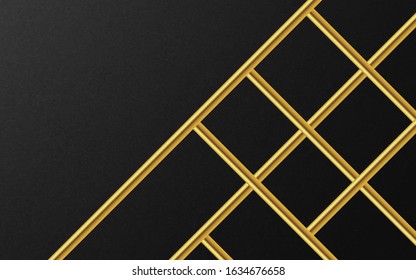 Abstract luxury background. Diagonal gold lines pattern on black background. Vector illustration. 