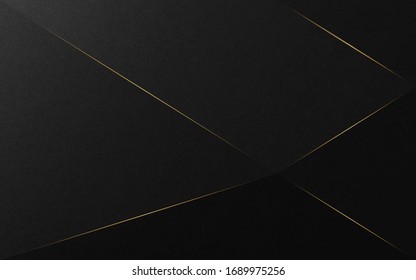 Abstract luxury background. Diagonal and gold lines on black texture background. Vector illustration. 