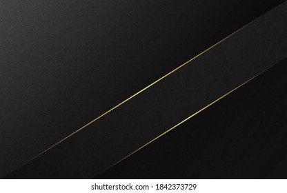 Abstract luxury background.  Diagonal gold lines on black texture background. Vector illustration. 