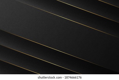 Abstract luxury background. Diagonal gold lines on black texture background. Vector illustration. 