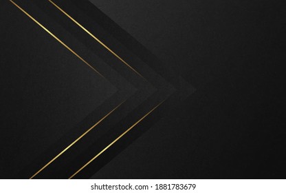Resumen de los antecedentes de lujo. Líneas diagonales de oro sobre fondo de textura negra. Ilustración vectorial. 