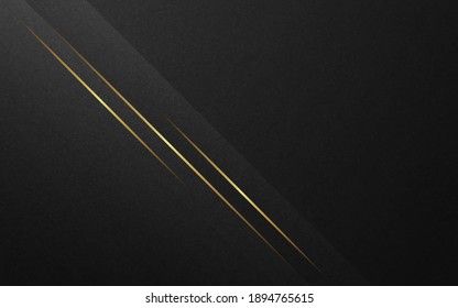Resumen de los antecedentes de lujo. Líneas diagonales de oro sobre fondo de textura negra. Ilustración vectorial. 
