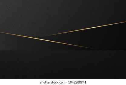 Abstract luxury background. Diagonal Gold lines on black texture background. Vector illustration. 