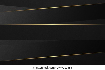 Resumen de los antecedentes de lujo. Líneas diagonales de oro sobre fondo de textura negra. Ilustración vectorial. 