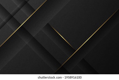 Abstract luxury background. Diagonal gold lines on black texture background. Vector illustration. 