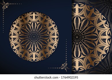 Abstract luxury background, elegant wedding invitation card ornament, invite, backdrop cover banner illustration vector design, Black and gold Round Ethnic Patterns in Moroccan, Indian, Islamic, Chine