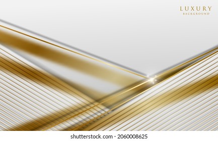 Abstract luxury background. Elegant white papercut layers with golden diagonal lines and blur effect. Modern cover design template and invitation card template.