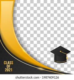 abstract luxury background frame graduation class of 2021 background design vector illustration