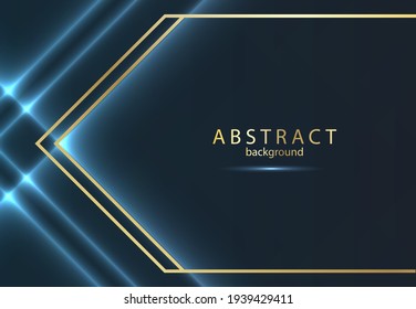 Abstract luxury background. Futuristic design. Dark blue background with gold lines.