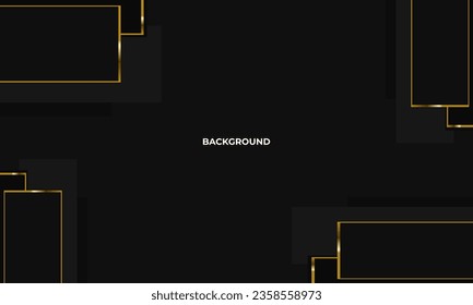 Abstract luxury background of geometric on black background with blank space in center for text. Minimalist golden background.