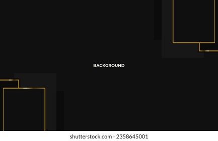 Resumen de fondo de lujo geométrico sobre fondo negro con espacio en blanco en el centro para texto. Fondo dorado minimalista.