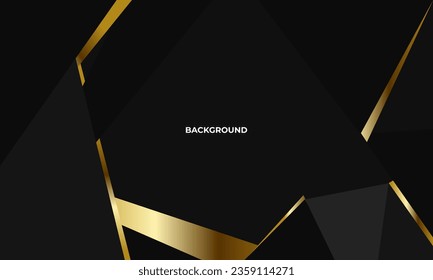 Abstrakter luxuriöser Hintergrund geometrischer Formen auf schwarzem Hintergrund mit Leerzeichen in der Mitte für Text. Minimalistischer goldener Hintergrund.