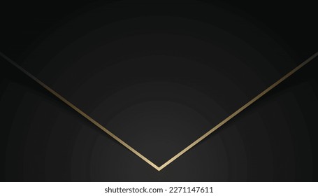 Resumen De Fondo De Lujo. Forma geométrica y líneas de oro sobre fondo de textura negra. Ilustración vectorial