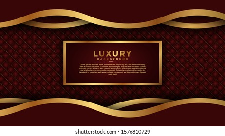 Abstract luxury background with gold colored lines. the dark red background is isolated with red dots and golden light.