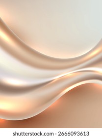Abstract luxury background of gold gradient and champagne bronze fluid or fabric waves, ideal for designers seeking elegant textures for modern projects, digital art, or high end decor themes