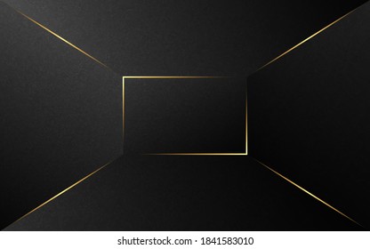 Abstract luxury background.  Gold lines on black texture background. Vector illustration. 