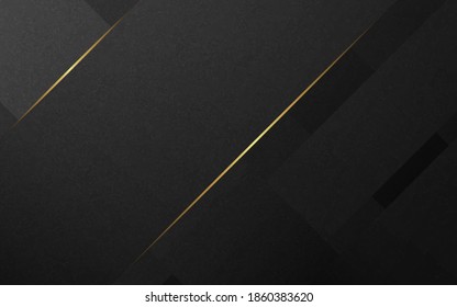 Abstrakter luxuriöser Hintergrund. Goldene Linien auf schwarzem strukturiertem Hintergrund. Vektorgrafik. 