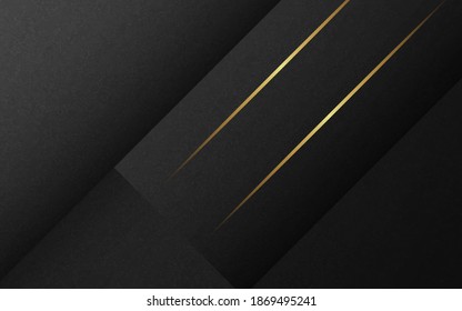Resumen de los antecedentes de lujo. Líneas doradas sobre fondo de textura negra. Ilustración vectorial. 